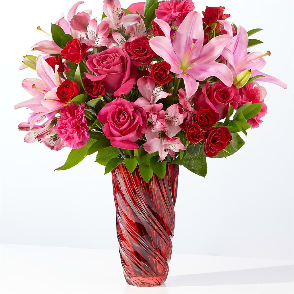 In Love Bouquet with Luxe Swirl Vase – Overnightflowerdelivery.com, Tontitown AR