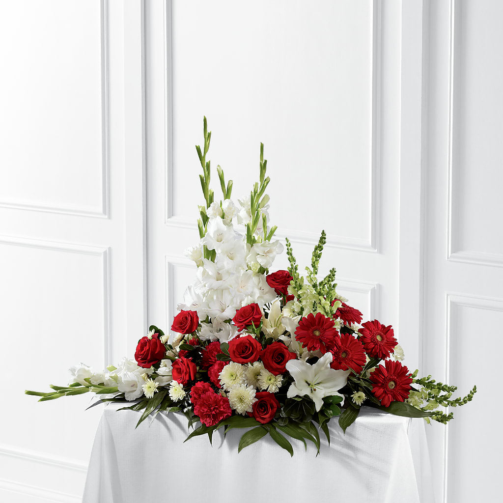 Crimson & White Arrangement – Overnightflowerdelivery.com, Tontitown AR