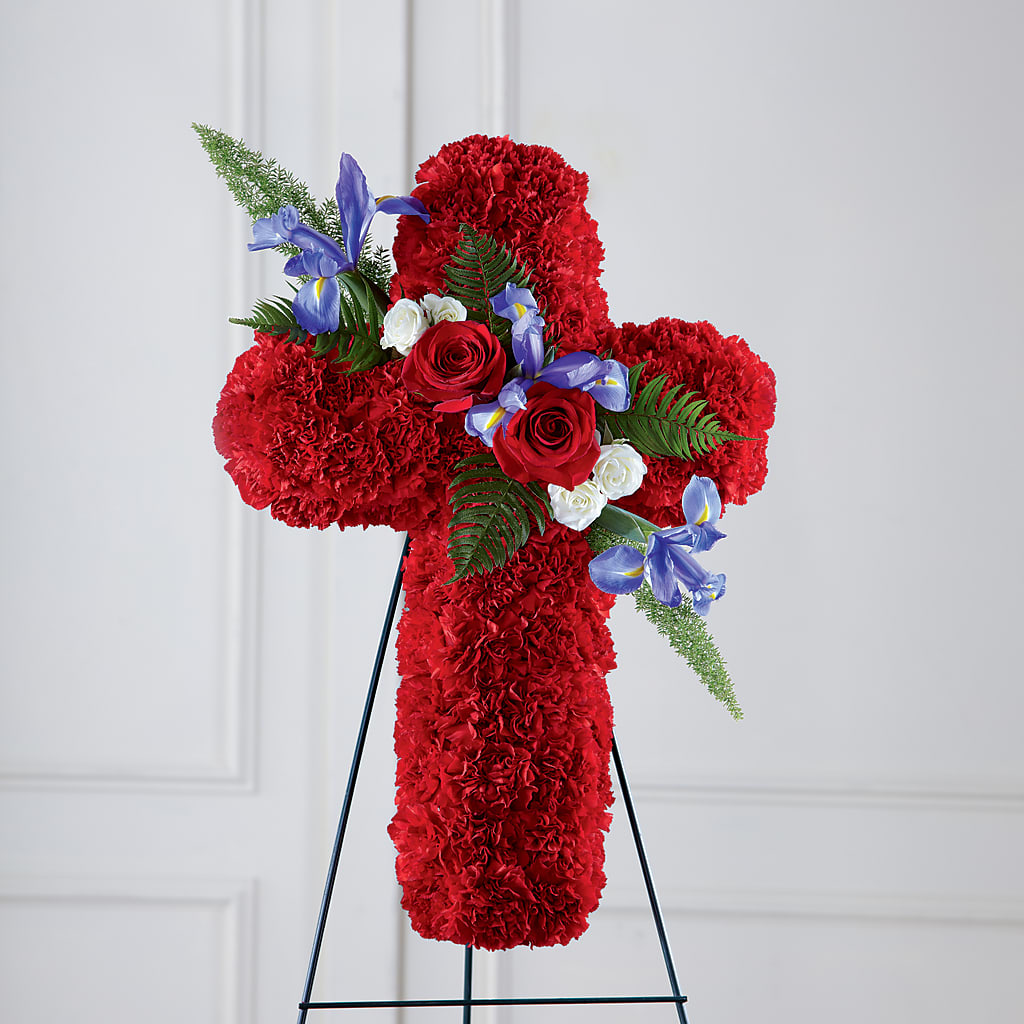 Faithful Hero Floral Cross – Overnightflowerdelivery.com, Tontitown AR