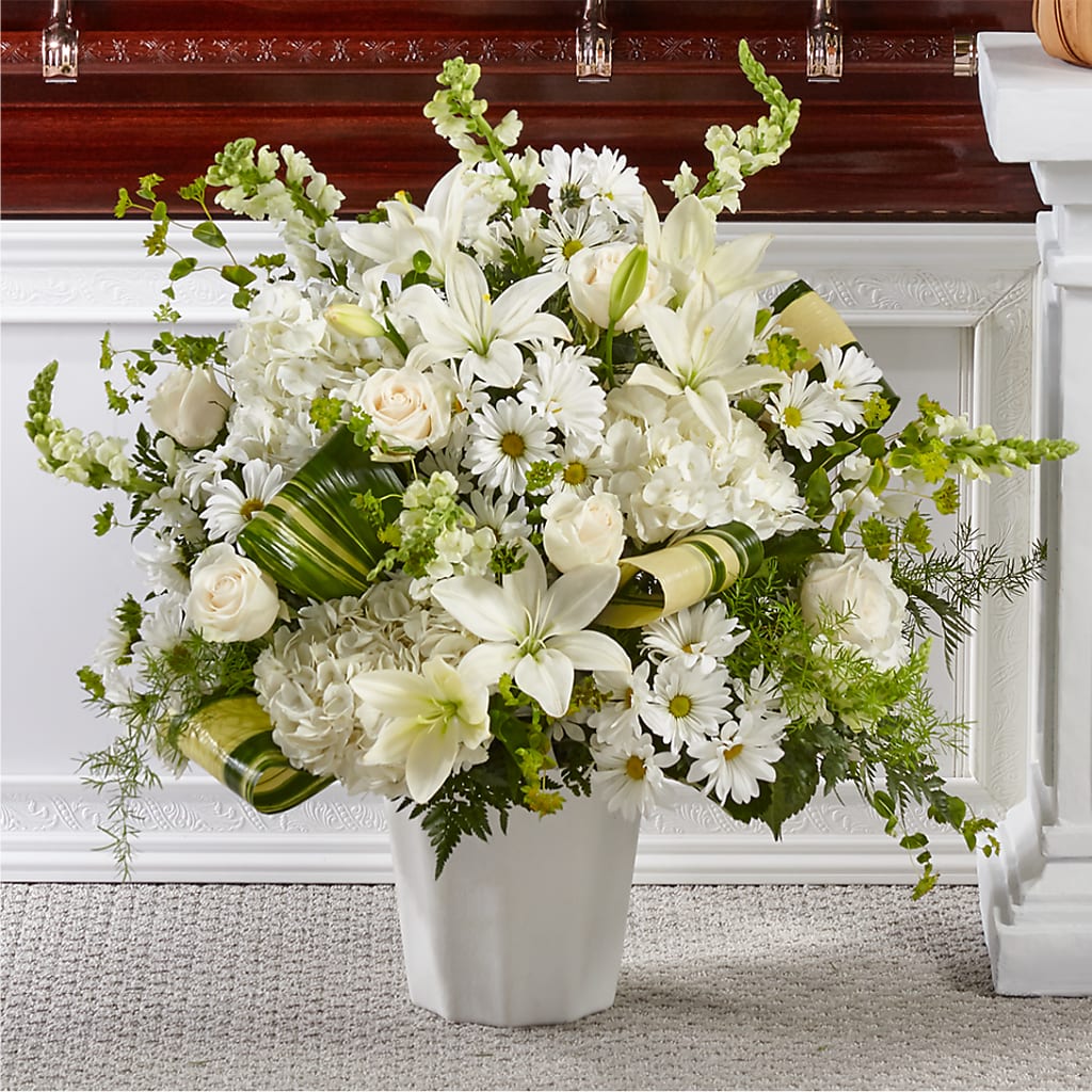 Thoughts of Tranquility Floor Basket – Overnightflowerdelivery.com, Tontitown AR