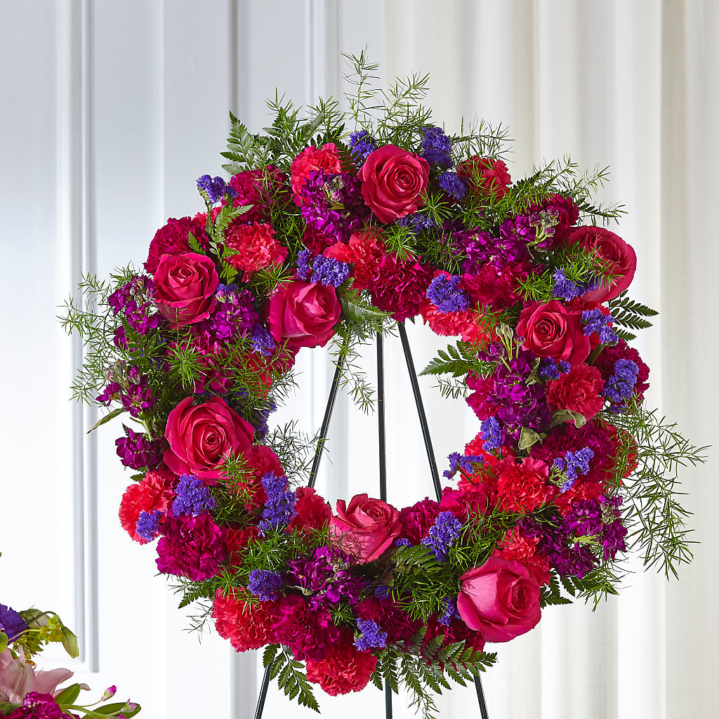 Calming Colors Wreath – Overnightflowerdelivery.com, Tontitown AR