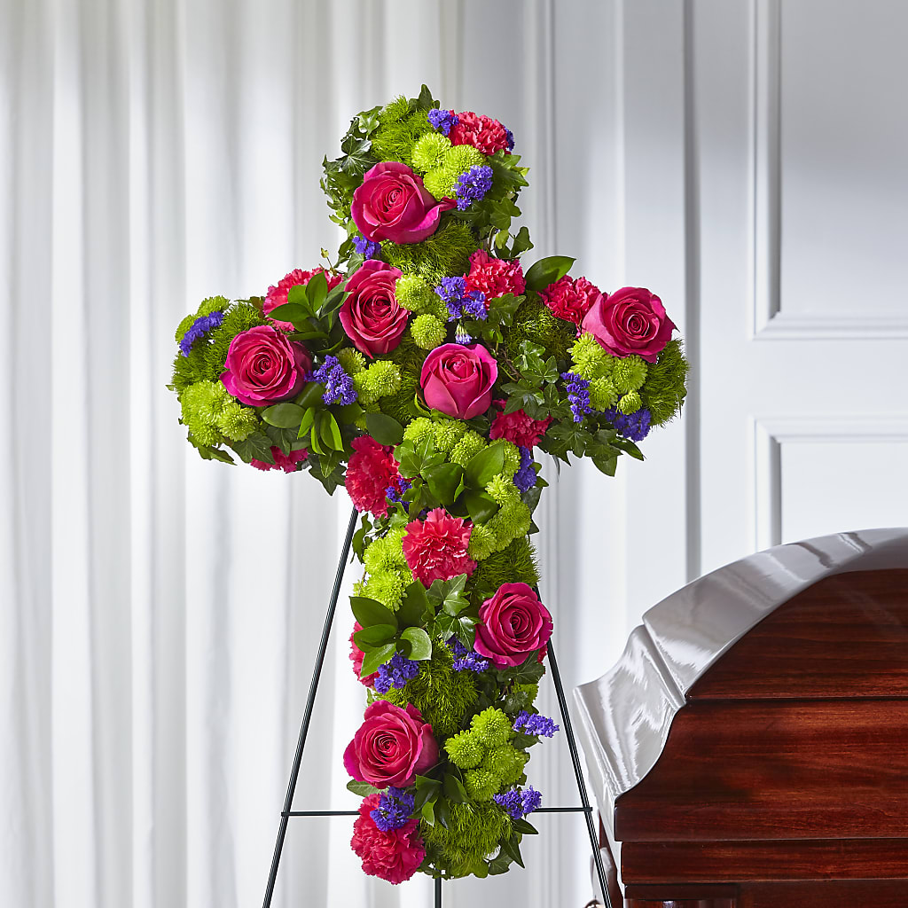 Tribute Rose Floral Cross – Overnightflowerdelivery.com, Tontitown AR