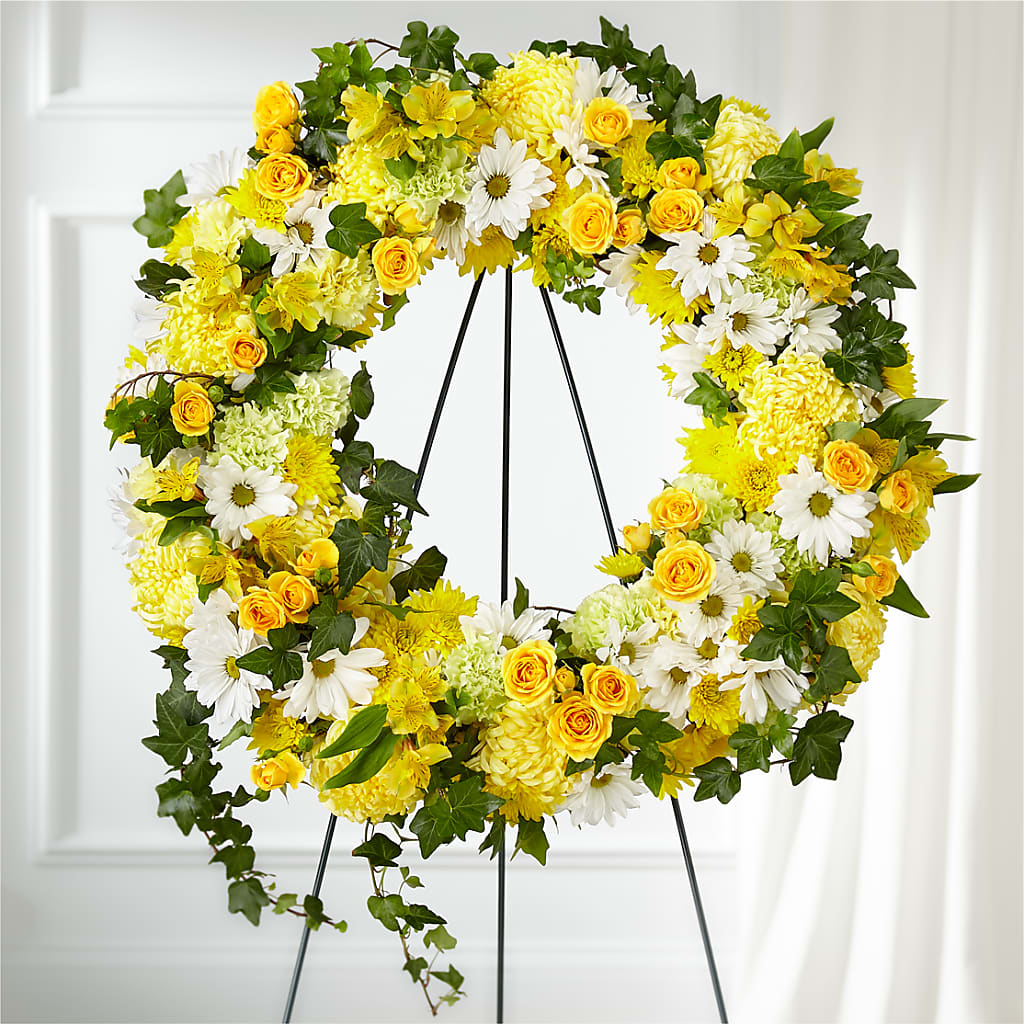 Golden Remembrance Wreath – Overnightflowerdelivery.com, Tontitown AR