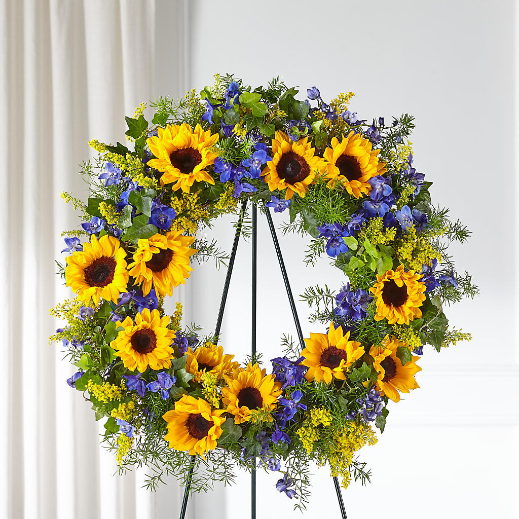Bright Rays Wreath – Overnightflowerdelivery.com, Tontitown AR