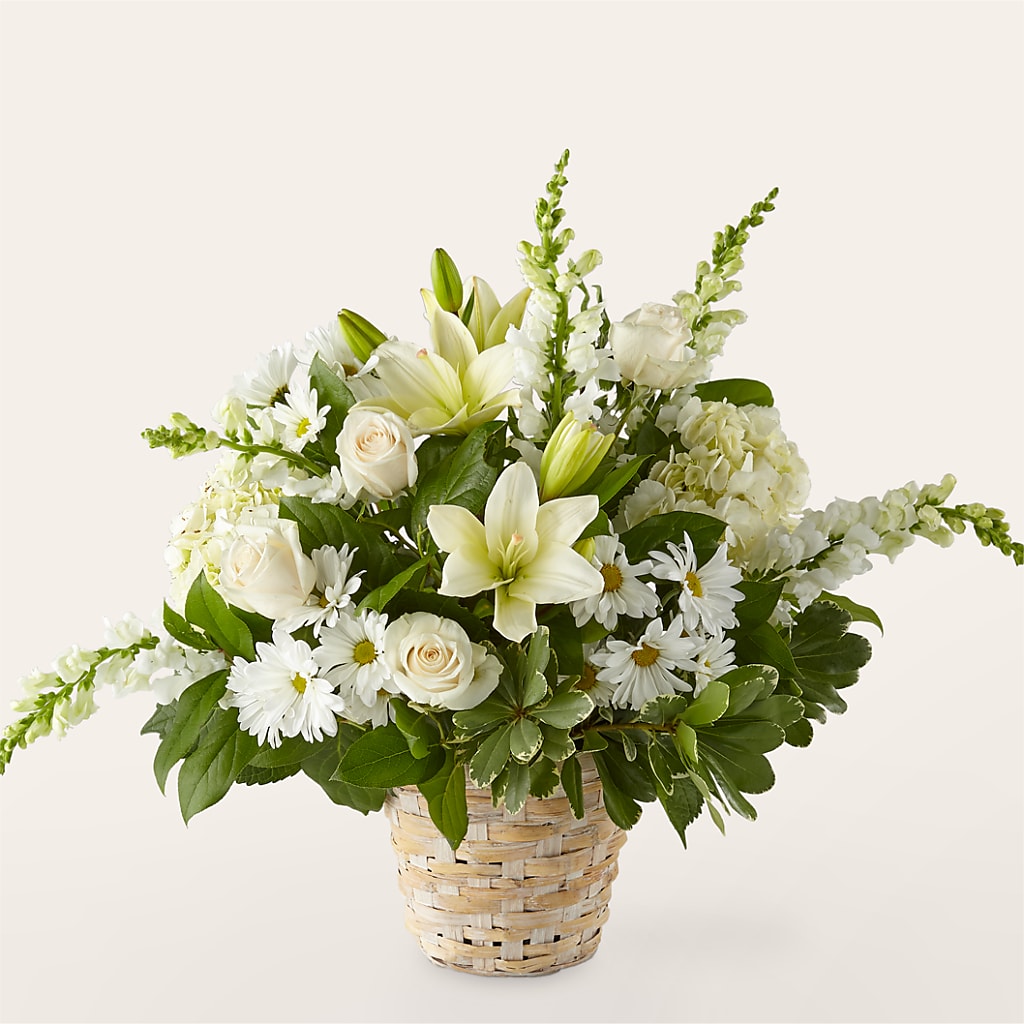 Ivory Elegance Floral Basket – Overnightflowerdelivery.com, Tontitown AR