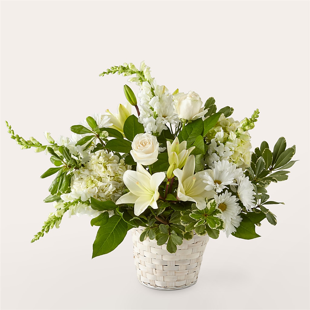 Ivory Elegance Floral Basket – Overnightflowerdelivery.com, Tontitown AR