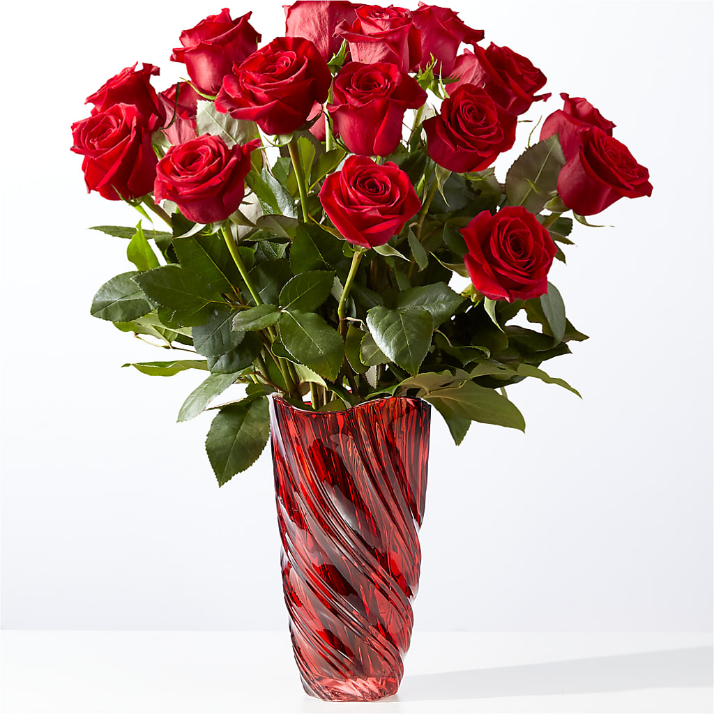 Classic Love Red Rose Bouquet with Luxe Swirl Vase – Overnightflowerdelivery.com, Tontitown AR