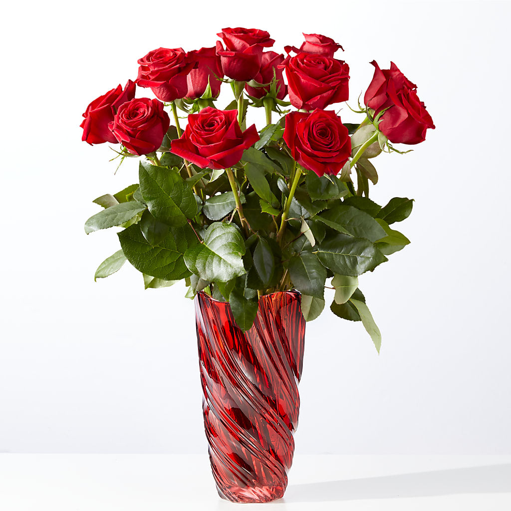 Classic Love Red Rose Bouquet with Luxe Swirl Vase – Overnightflowerdelivery.com, Tontitown AR