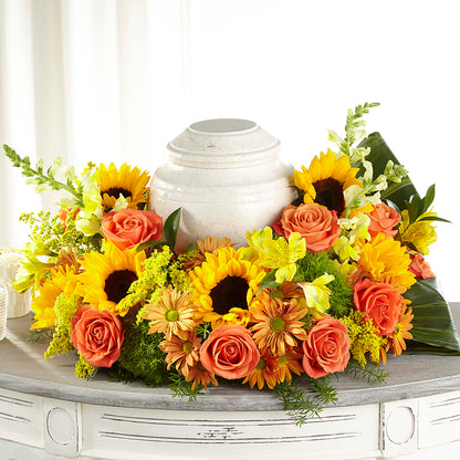 Faithful Sunflower Cremation Adornment –  Overnightflowerdelivery.com, Tontitown AR